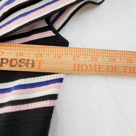 MSGM Milano Striped Knit Mini Off Shoulder Dress M Black White Pink Ruffle Party - Picture 6 of 11